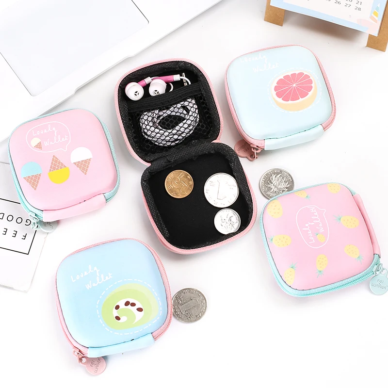 MIRUI Fruit stationery holder storage package data line finishing cartoon mini purse portable key coin bag School Office Supply