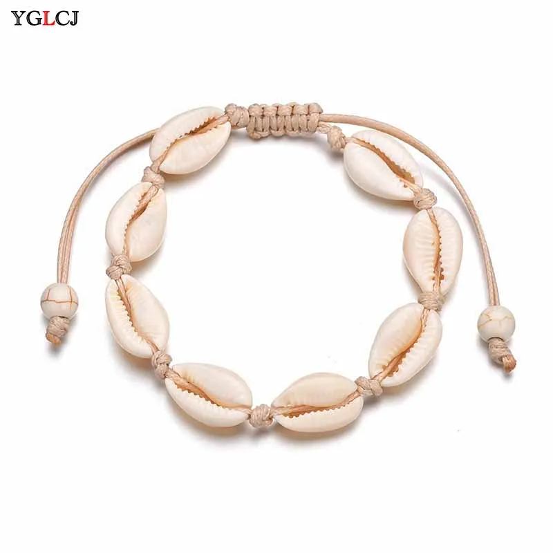 

2018 Bohemian Fashion Natural Shell Charm Anklet Ladies Beach Bracelet Handmade Rope Foot Bracelet Ladies Jewelry