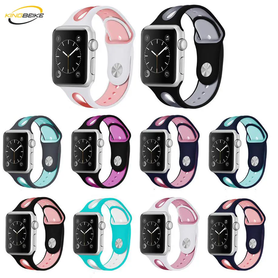 

KINGBEIKE Sport Silicone Watchband For Apple Watch Series 1/2/3/4 Soft Wrist Bracelet iWatch 40mm/44mm Band 38mm/42mm