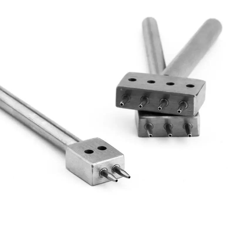 

4mm Leather Hole Tool Leather Craft 1mm Diameter Hole Punches Tools Round Row Punches Drilling Tools 2/4/6 Prong Belt Holes