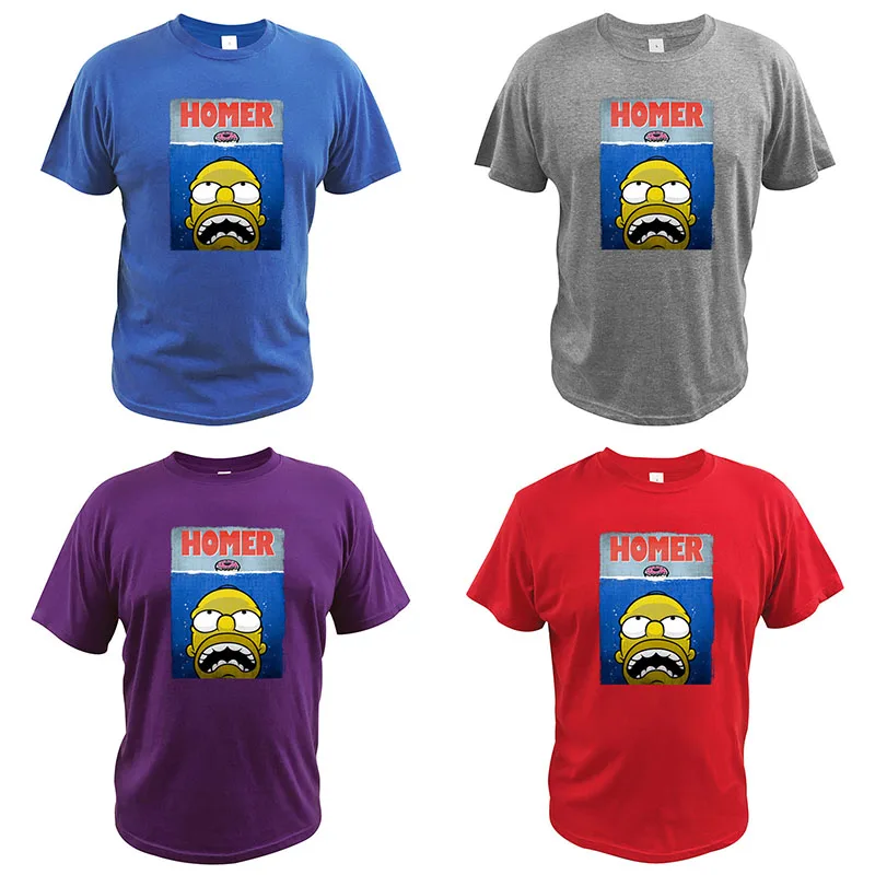 Homer Jay футболка Симпсон пончики ЕС Размер цифровой печати дышащие Camisetas Чистый хлопок Американский мультфильм топы тройник
