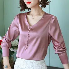 Women Tops and Blouses Casual Silk Blouse Long Sleeve Blusa Feminina Tops Shirts Solid Plus Size XXXL Elegant Blouse Ladies Tops