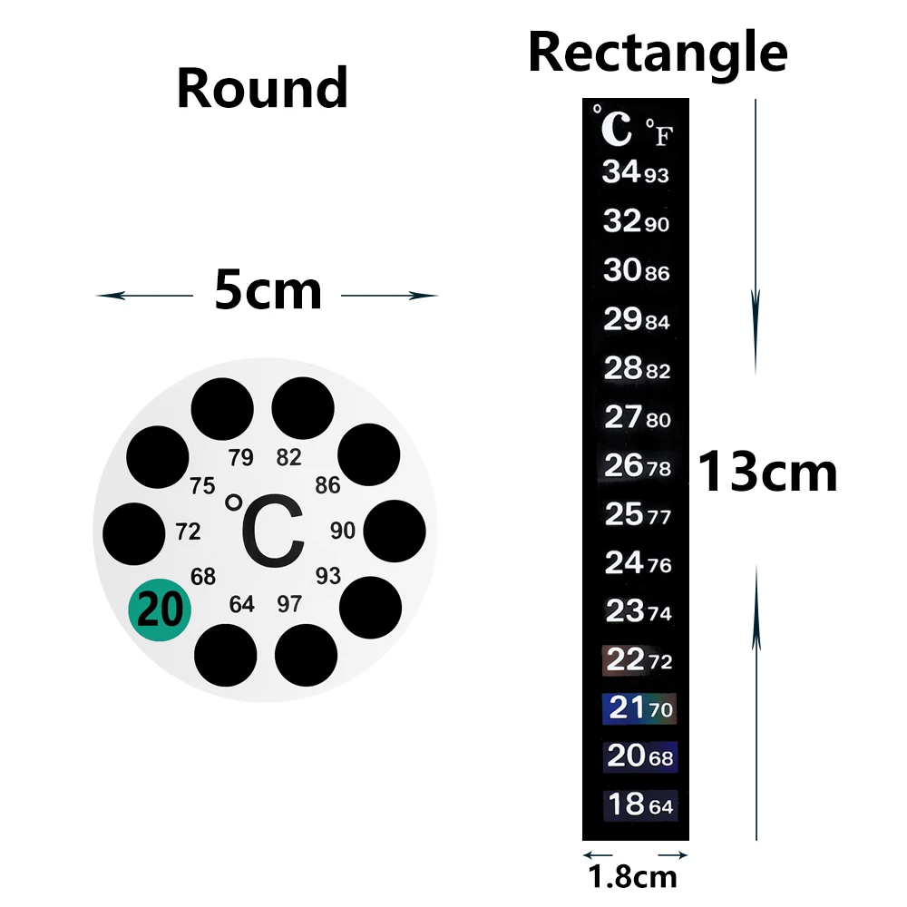 Цельсия/Фаренгейт аквариум круглый/прямоугольник термометр Наклейка Черная палка-на измерение аквариум температурные Инструменты Наборы