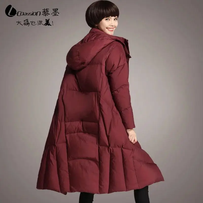 Женские брендовые парки размеров M ~ 3XL длинные толстые куртки на утином пуху с