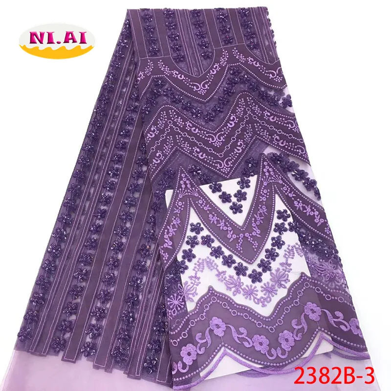 

Purple Nigerian Tulle Lace Fabrics, Latest Velvet Lace Fabric, Sequin Lace Fabric For Party MR2382B