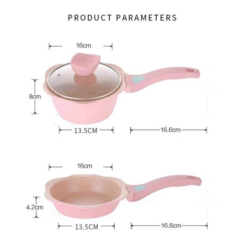 Новинка, розовая сковорода с антипригарным покрытием, для детского питания, для приготовления яиц, кастрюля, маленький молочный суп, кастрюля, медицинский камень, кухонная посуда