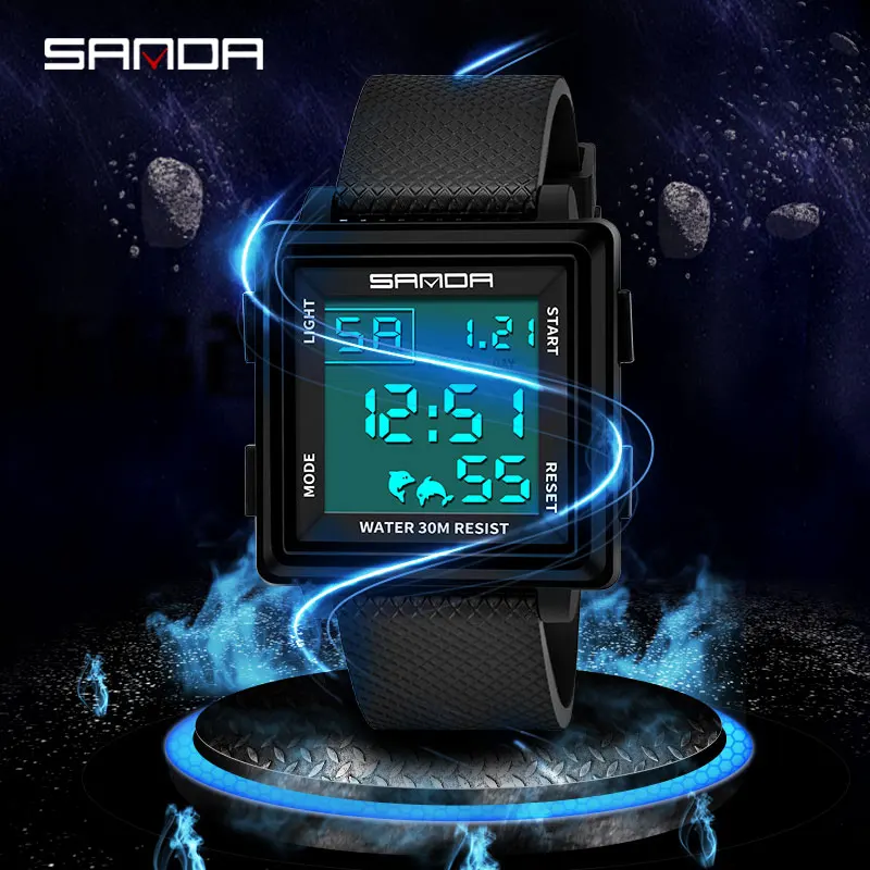 

SANDA 363 Luxury Brand Mens Sports Watches Dive Digital LED Military Watch Men Fashion Electronic Wristwatches relogio masculino