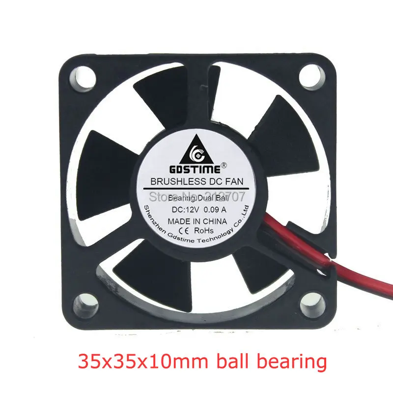 

2Pcs Gdstime Ball Bearing 35x35x10mm 35MM 2Pin 12V DC Cooling Cooler Fan