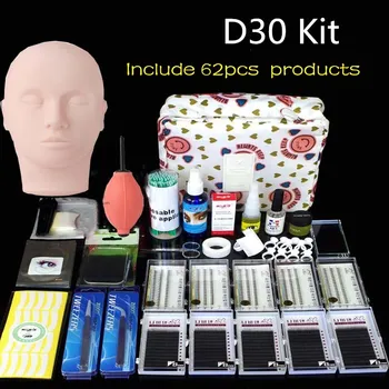 

Pro Training Eyelashes kit False Eyelash Extension Grafting Practice Curl Glue Tweezer Tools Set Bag For Eye Lash Graft bag D30