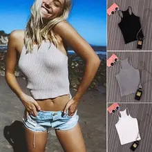 Сексуальный женский бюстгальтер, укороченный топ, майка без рукавов, женская летняя повседневная футболка