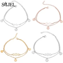SMJEL, богемные бесконечные Семейные браслеты с подвесками, нержавеющая сталь, круг, многослойная цепочка, животные, браслеты с бабочками для женщин, подарок