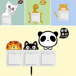 ZLinKJ 11 шт./компл. животное панда из мультфильма Лев лягушка наклейка на выключатель "Котик" Милая гостиная спальня наклейка на стену в