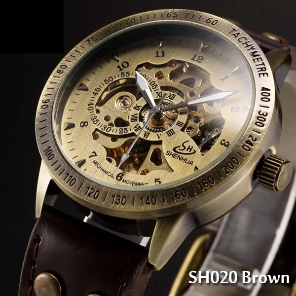 Автоматические механические часы Топ люксовый бренд часы мужские модные спортивные военные наручные часы Полые Череп с автоматическим заводом часы - Цвет: SH020C