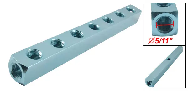 11.6mm 5/11" Threaded Ports 7 Way Air Compressor Cylinder Manifold Splitter