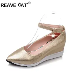 REAVE CAT/пикантные летние вечерние свадебные туфли-лодочки с острым носком и ремешком на щиколотке на высоком каблуке женские блестящие туфли