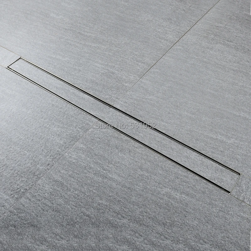 High Quality 80CM SUS304 Stainless Steel Floor Drain Tile Insert Rectangular Anti-Odor Shower Floor Drain Gate Drain