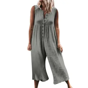 

Boho Women Sleeveless Jumpsuit Romper Casual Clubwear High Waist Wide Leg Pants Trousers Outfits
