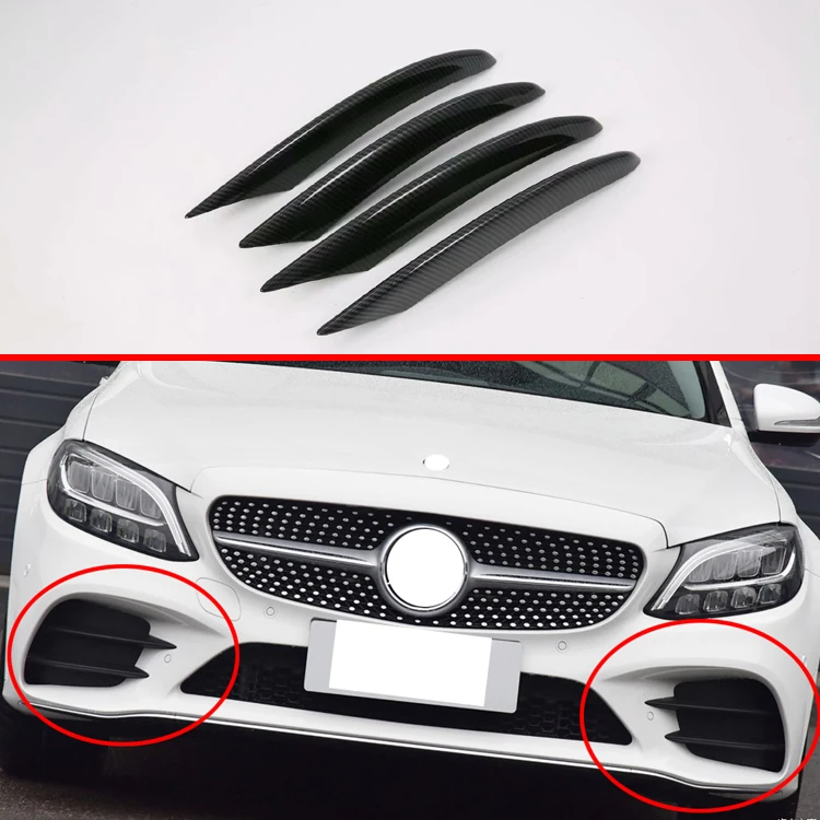 For Mercedes Benz C Class C180 C0 C300 19 Abs Front Fog Light Trim Molding Bezel Garnish Sticker Chromium Styling Aliexpress
