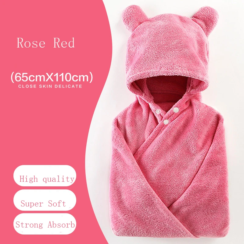 65*110cm Baby Cotton Bath Towel Kid Hooded Bathrobe Baby Newborn Stuff Boys Girls Cartoon Soft Children Infant Beach Bath Towel
