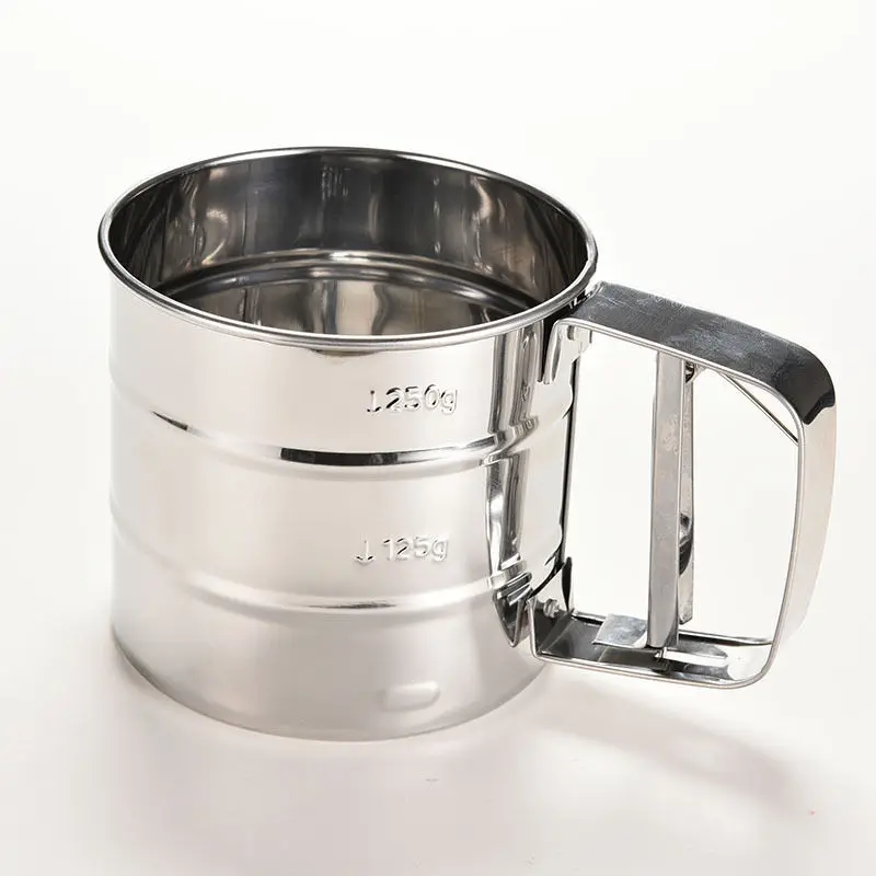 

Stainless Steel Mesh Flour Sifter Mechanical Baking Icing Sugar Shaker Sieve Cup Shape Tool