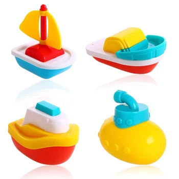 

4Pcs Cool Boat Bath Toy Swimming Pool Baby Toys Kids Water Spray Colorful Car Boat Rubber Toys For Boys Girls Safe Material