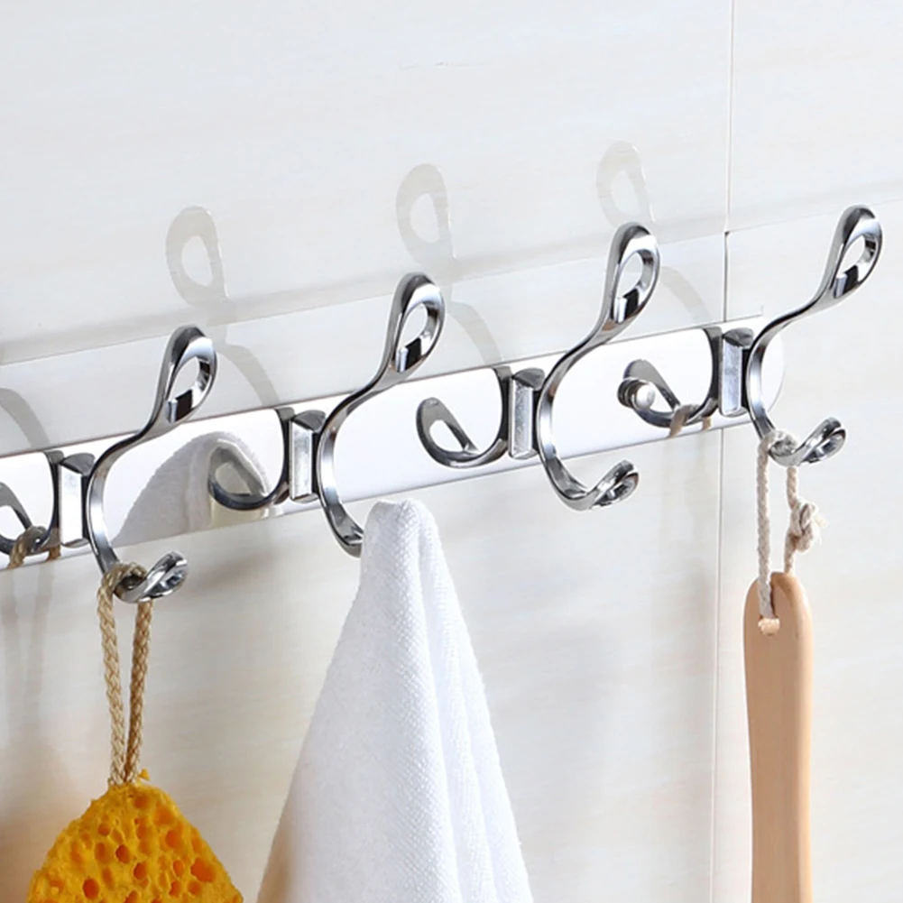 Useful Multifunction Home Supplies Wall Mounted Strong Load Capacity Stainless Steel 4/6 Hooks Hanger Hook Practical Durable Useful Multifunction Home Supplies Wall Mounted Strong Load Capacity Stainless Steel 4/6 Hooks Hanger Hook Practical Durable