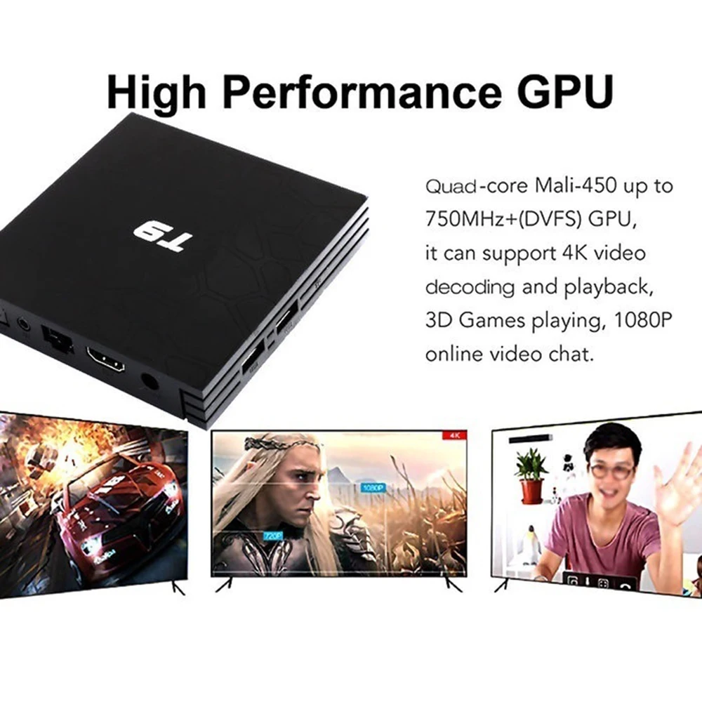 Домашний Tech T9 4 GB+ 32 GB Android 8,1 tv Box 4 K Smart HD медиаплеер Wi-Fi tv Box