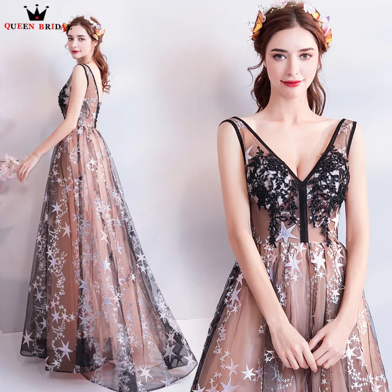 

A-lin V-neck Lace Flowers Beading Sexy Long Formal Evening Dresses 2018 New Prom Party Dress Evening Gowns Robe De Soiree NT66