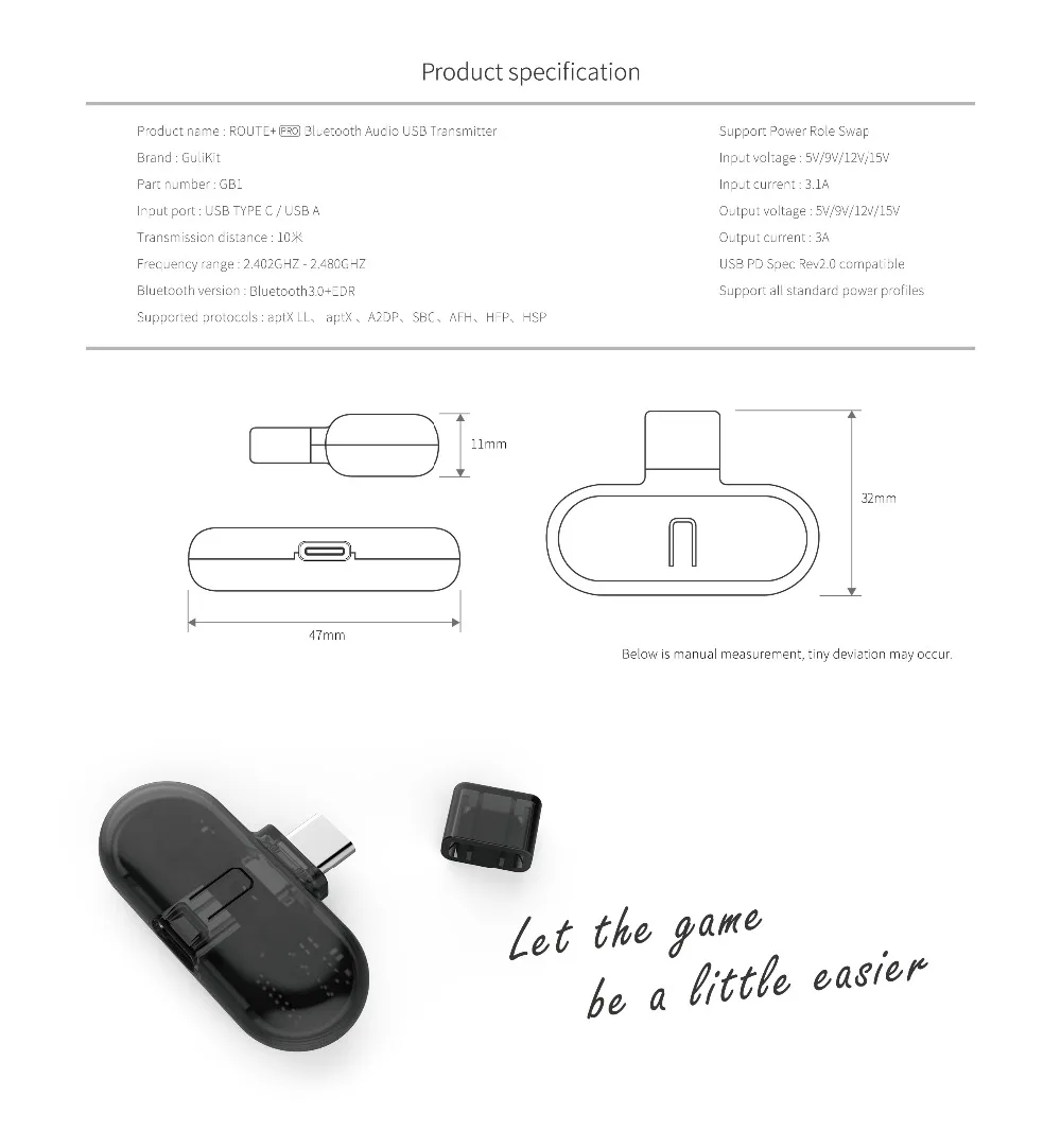 Gulikit Route+ Pro Bluetooth передатчик беспроводной аудио Usb-C адаптер или приемник с голосовой передачей для беспроводной гарнитуры