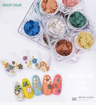 

6 Colors Professional Nail Art Decoration Set 3D Irregular Mineral Patch Flower Mica Pieces Glitter Japanese Nail Art Set Kit