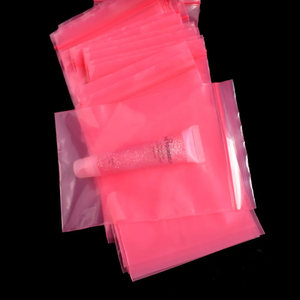 500 шт./лот, розовые пластиковые пакеты, маленькие пластиковые пакеты с застежкой-молнией премиум класса, красные пластиковые пакеты с застежкой-молнией