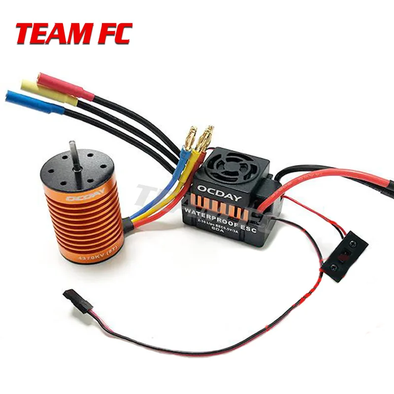 

Upgrade Waterproof 4370KV 3650 Brushless Motor with 60A ESC Combo Set for 1:10 RC Car Truck F135
