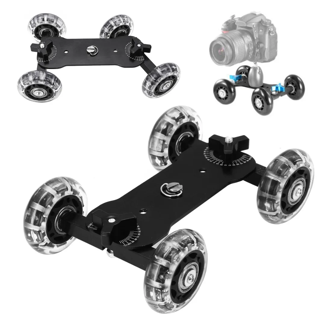 

Mayitr Mini Desktop Camera Video Rail Rolling Slider Professional Track Slider Mobile Dolly Car Skate Glide 2 Colors