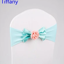 Тиффани цвет стул из лайкры Sash бабочка галстук-бабочка с канделябр для украшения для свадебных стульев повязка из спандекса стрейч галстук-бабочка