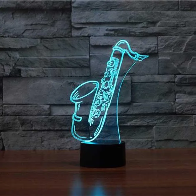 3D LED Saxophone Modelling NightLight 7 Colors Desk Lamp Home Decor