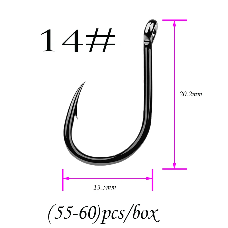 В коробке Размер 10-15 высокоуглеродистой стали колючий рыболовный крючок, пресноводное озеро Морской рыболовный крючок с петлей Япония рыболовный крючок - Цвет: 51-14-(55-60)PCS