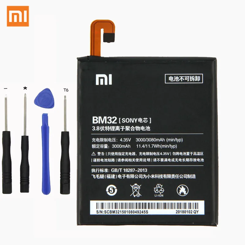 

Original Xiaomi Mi4 Phone battery For Xiaomi Mi4 Mi 4 3080mAh Mobile Phone Replacement Lithium Polymer BM32 Battery