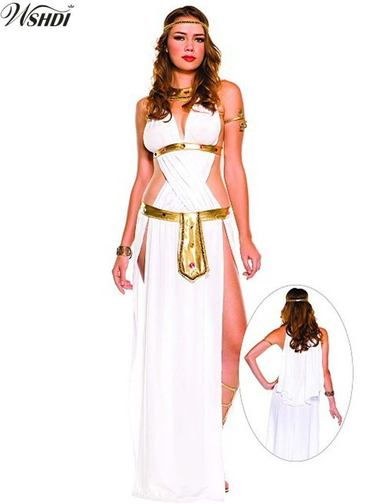 Weiss Sexy Agyptischen Cleopatra Kostum Damen Cleopatra Romischen Toga Robe Griechischen Gottin Kostum Halloween Partei Abendkleid Fancy Dress Greek Goddess Costumegreek Goddess Aliexpress