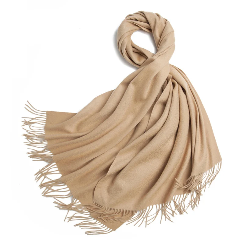 Кашемировый шарф для женщин длинный женский зимний теплый шарф чистый кашемировый шарф теплая накидка s шаль большой шарф - Цвет: Camel