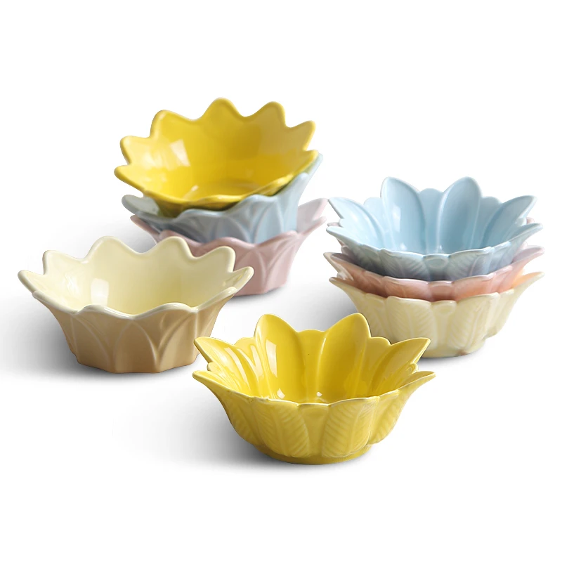 1PC ceramic dishes 5inch flower design bowl dinner tableware spices
