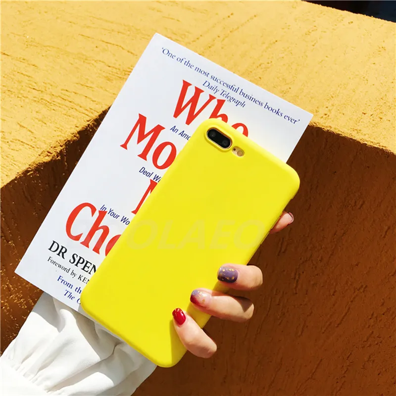 

luxury Case For iPhone 6s 8 Candy yellow color Soft TPU Cover Silicon Phone Cases on For iPhone 6 6s 7 8 Plus X XS MAX XR Coque