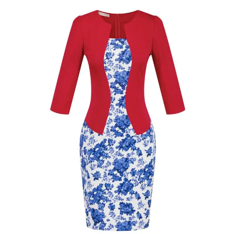 Для женщин поддельные комплект из 2 предметов работы Бизнес офисные Bodycon Оболочка платье карандаша - Цвет: 708-16