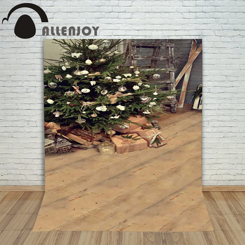 

Christmas children's photo background Wooden xmas tree present with ladder backdrop photography vinyl studio camera holiday