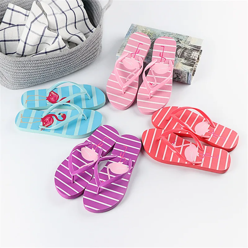 

Summer Sweet Shoes Woman Beach Sandals Flip Flops Slippers Flamingo Pattern Slides Ladies House Pool Slippers Flat S2669
