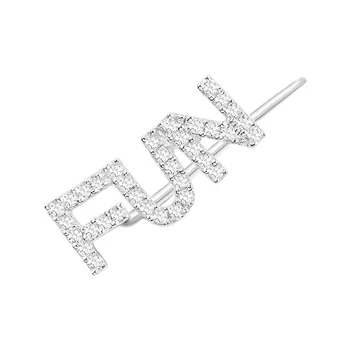 

SLJELY Real 925 Sterling Silver Letter FUN Earring Micro Pave Cubic Zirconia Stones Women Girls Luxury Clip Earrings Jewelry