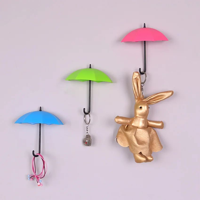 3PCS Cute Umbrella Shaped Creative Wall Stickers Key Hanger Decorative Holder Wall Hook Kitchen Bathroom 3D Wall Sticker 3PCS Cute Umbrella Shaped Creative Wall Stickers Key Hanger Decorative Holder Wall Hook Kitchen Bathroom 3D Wall Sticker