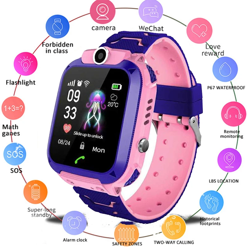 

2019 New Waterproof Smart Watch Multifunction Children Digital Wristwatch GPS Baby Watch Phone For IOS Android Kids Toy Gift