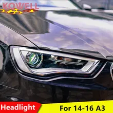 KOWELL Автомобиль Стайлинг для AUDI A3 фары- для A3 налобный фонарь led DRL спереди bi-ксеноновая линзы двойной луч HID комплект