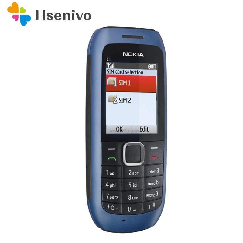 C1-00 Nokia Оригинальные разблокированные C1-00 с двумя sim-картами мобильные телефоны GSM Бар Мобильные телефоны один год гарантии отремонтированный