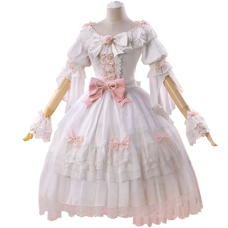 

Anime! Vsinger Yuezheng Ling Rose Flower Wedding Dress Lolita Uniform Cosplay Costume For Women Free Shipping